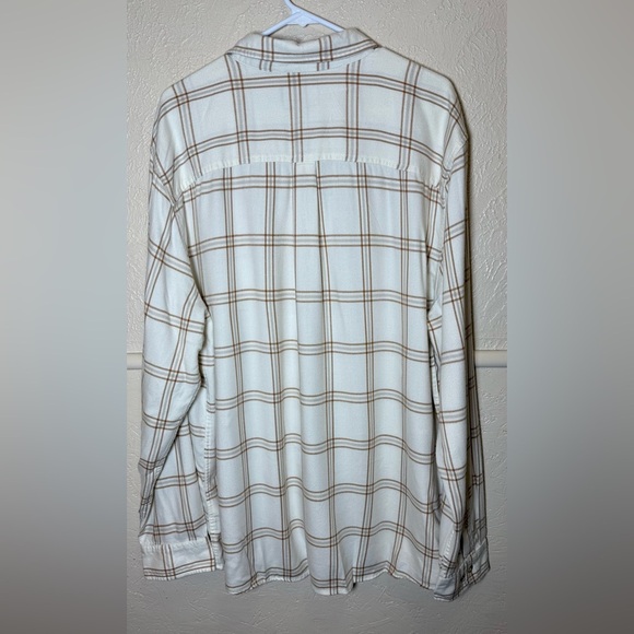 Alesbury Cream & Tan Plaid Button-Up Flannel Shirt Size XXL Tall - Picture 4 of 6